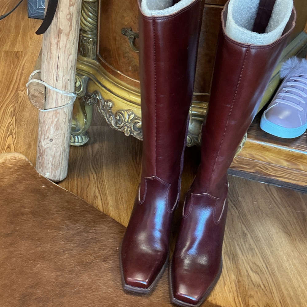 Brown Leather Knee-High Boots wide calf